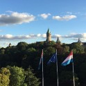 Pohled na bankovní čtvrť v Lucemburku, hlavním městě Lucemburska